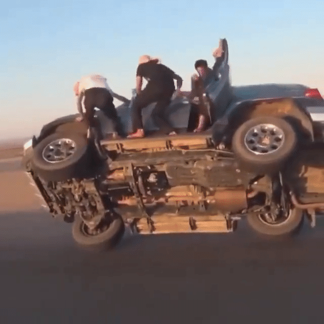 Changing tyres while driving