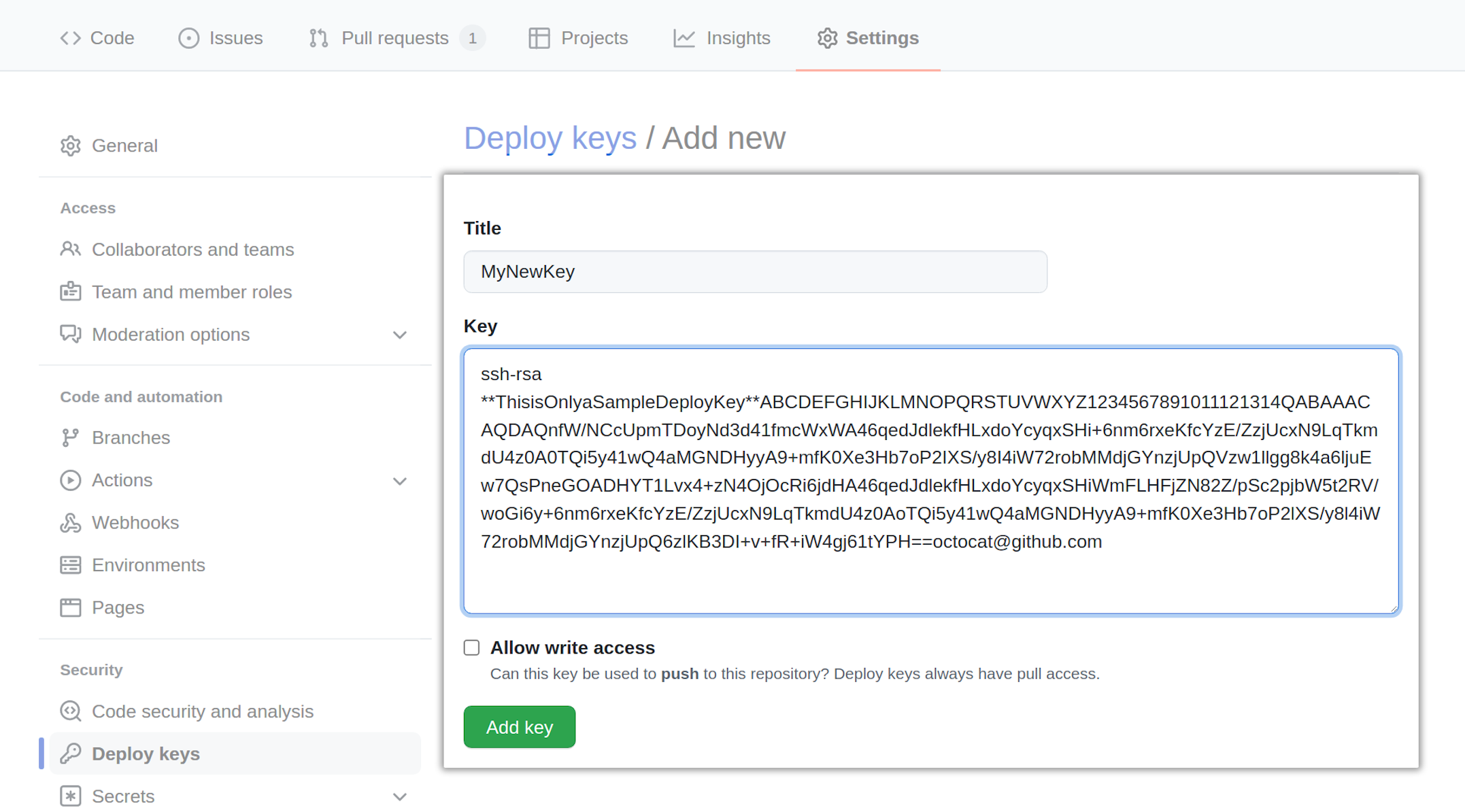 Adding the Deploy Key